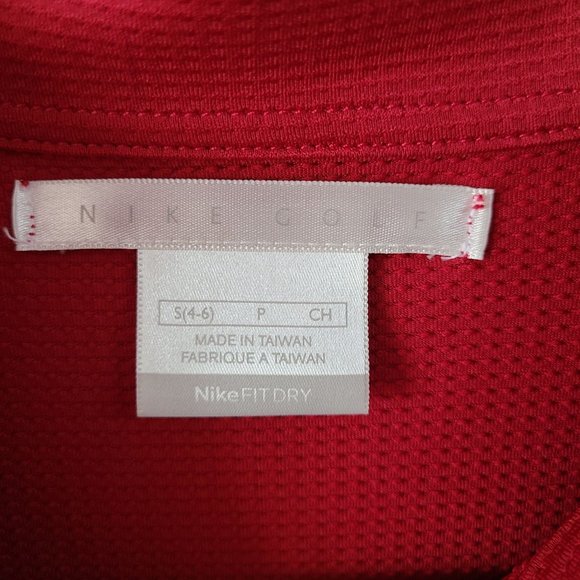 Nike Golf FitDry Red Waffle White Trim Short Sleeve Shirt Women's Size S - Picture 3 of 10